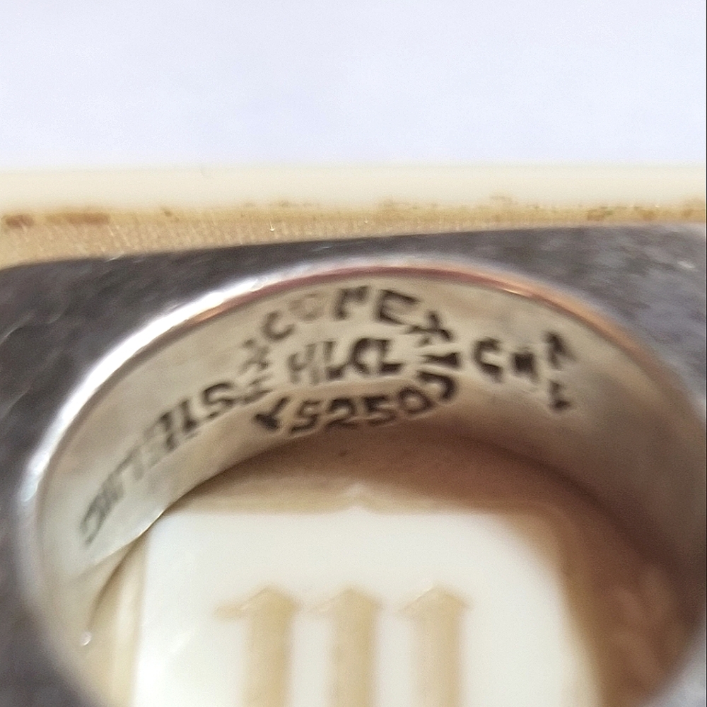 VTG TAXCO designer signed Square Crushed Turquoise Band Ring - Picture 3 of 8
